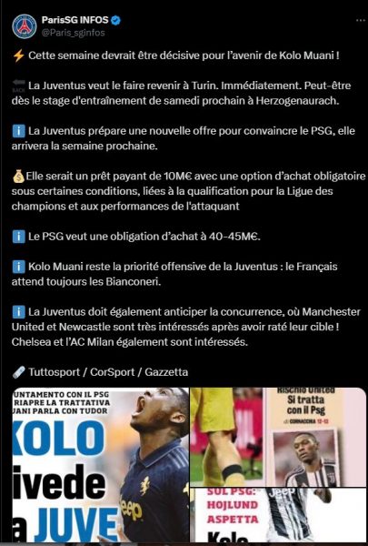 PSG transfer – Decisive meeting coming for Kolo Muani!  