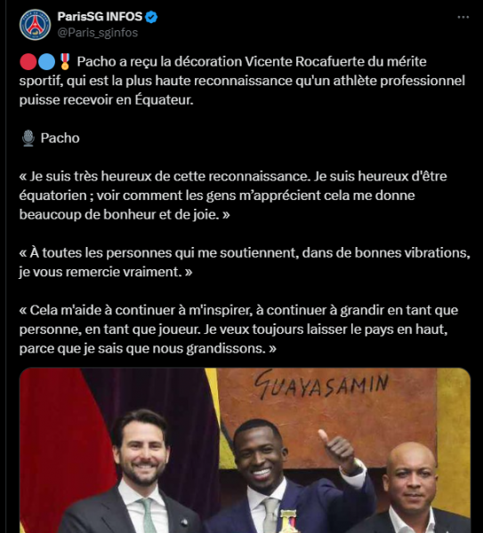 Official – PSG player receives prestigious award  