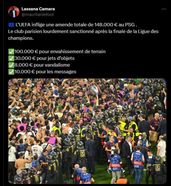 PSG - €148,000 fine from UEFA, an expensive final  