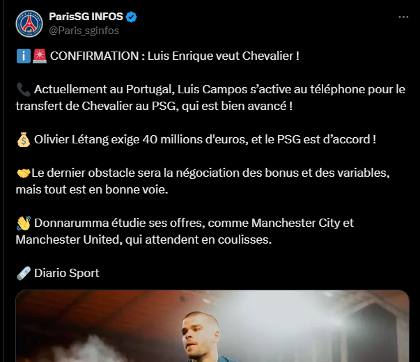 Transfer – Chevalier to join PSG for €40 million, it's confirmed!  
