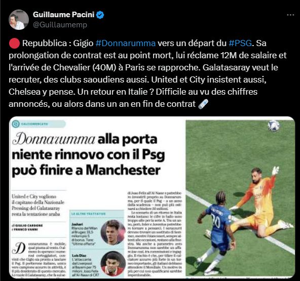 PSG Transfer – Donnarumma on the way out, he has the world at his feet  
