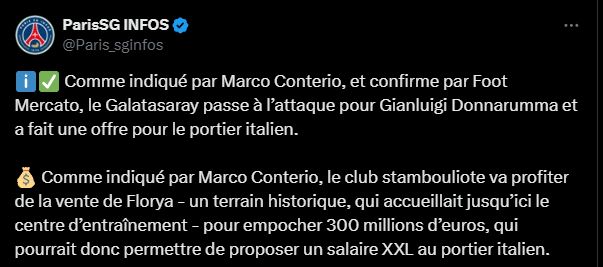 Transfer PSG – Galatasaray goes all out for Donnarumma  