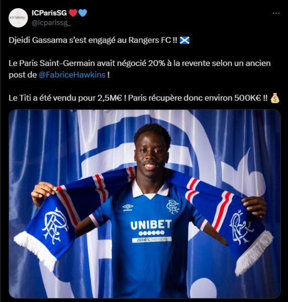 Transfer - A former Titi to Rangers, PSG earns a sum  