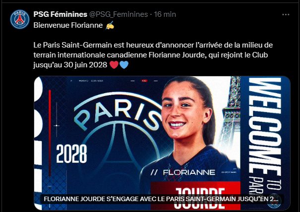 Official Transfer PSG Announces A New Recruit From The United States Official Transfer PSG Announces A New Recruit From The United States