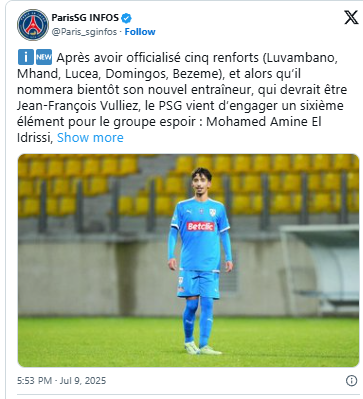 Transfer - A new young recruit announced at PSG!  