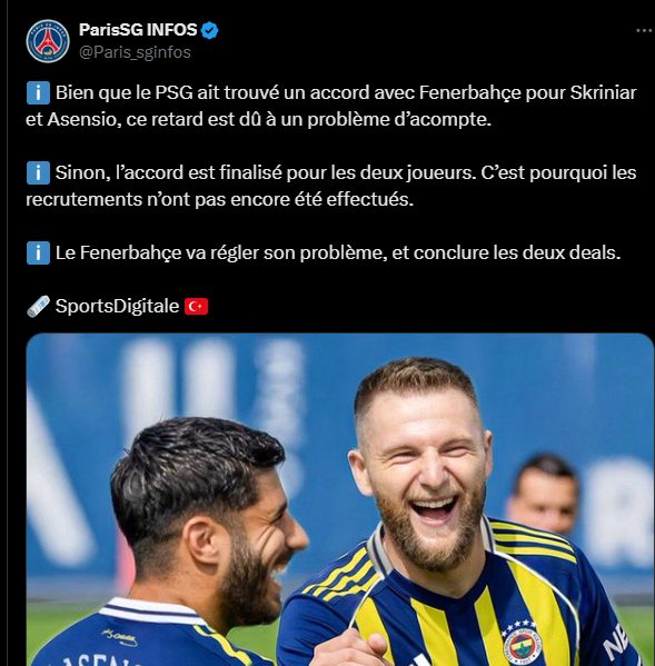 PSG Transfer – Skriniar and Asensio, the blockage explained  