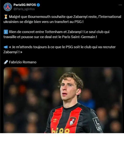Transfer - Zabarnyi approaches PSG, it's been announced!  