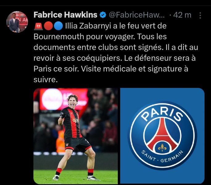 PSG Transfer – Zabarnyi gets the green light for medical!  