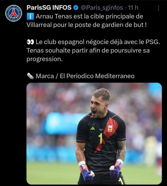 Transfer PSG – Tenas should play in the Champions League!   