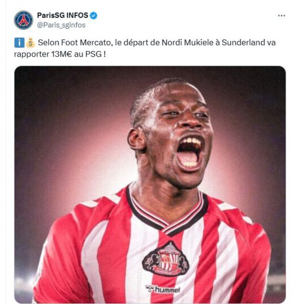 Transfer – PSG and Sunderland close €13 million deal  