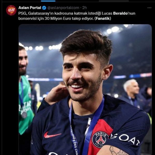 Transfer – Beraldo targeted by Galatasaray, PSG has set the price!  