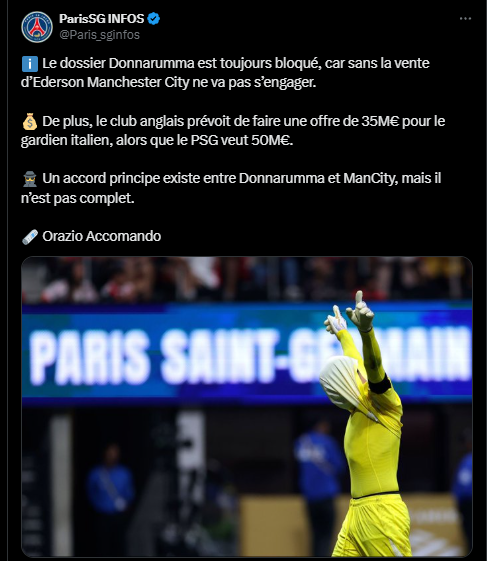 Transfer – Donnarumma to Manchester City, an update on the situation  