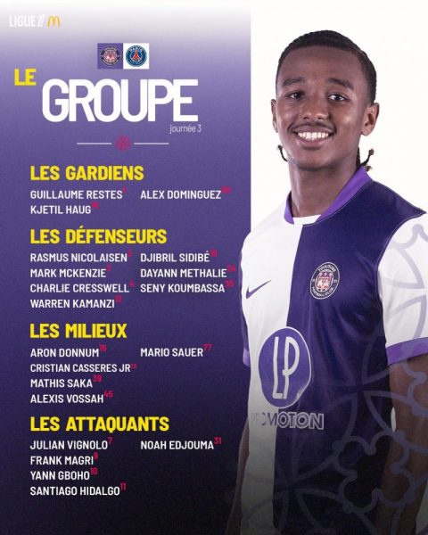 Toulouse vs PSG – The TFC squad: 5 players out Toulouse vs PSG – The TFC squad: 5 players out