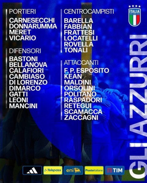 Italy's September break squad, including 1 PSG player  