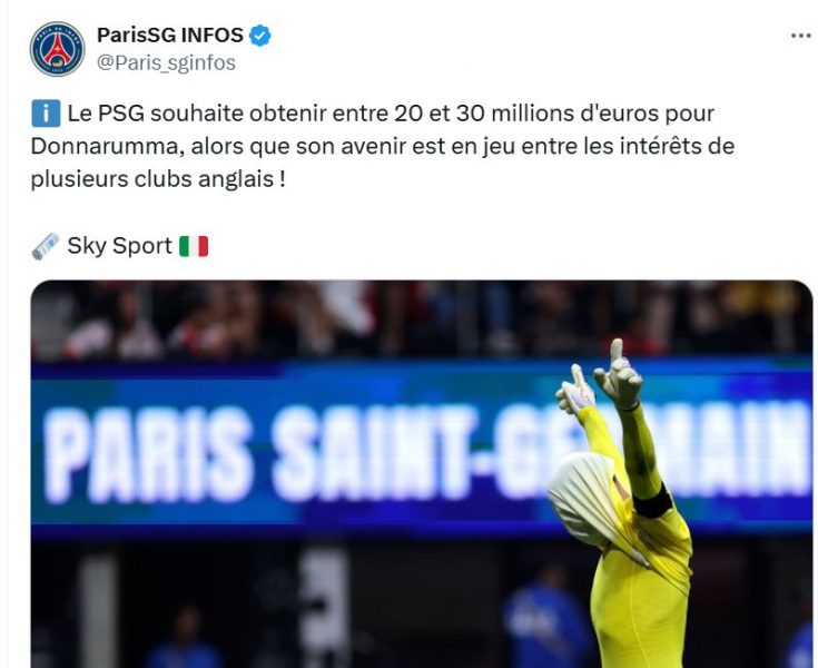 Transfer PSG – Donnarumma has a set price and talks are underway  