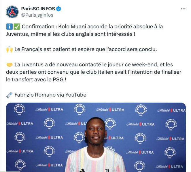 PSG Transfer – Kolo Muani has his priority, Juventus makes a promise  