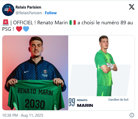 Official – Marin's PSG number revealed! Official – Marin's PSG number revealed!
