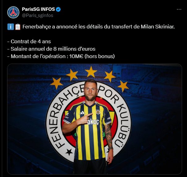 Official PSG - Skriniar transfer figures officially revealed  