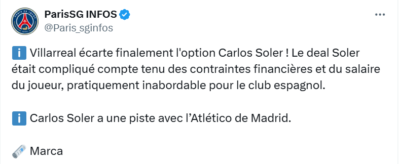 Transfer – Bad news for a PSG player on the way out  