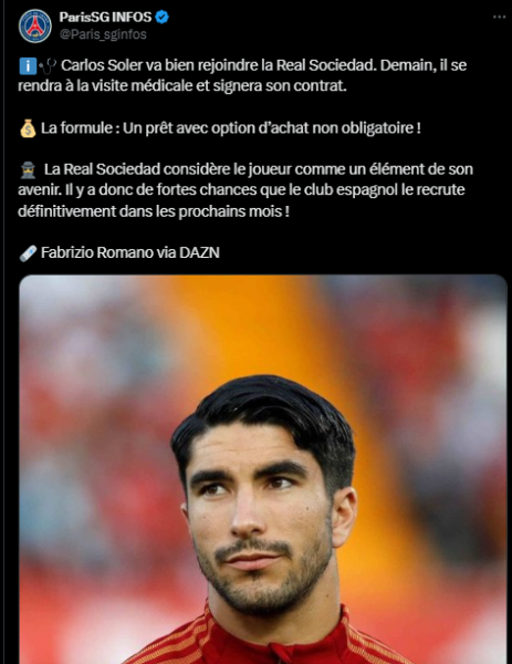 Transfer – Soler to sign for Real Sociedad  