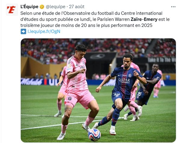 Zaïre-Emery placed 3rd best young player in Europe!  
