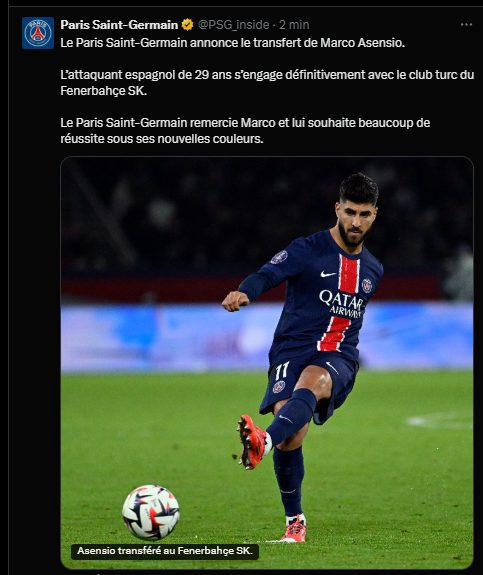 Official – A player with an XXL salary leaves PSG to sign for Fenerbahce  