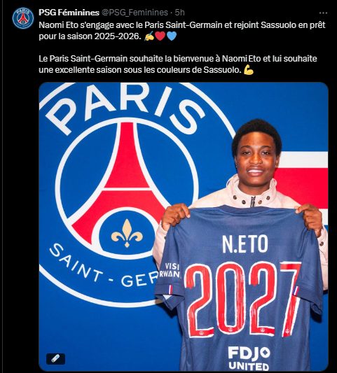 Official – PSG announces a new signing and a loan!  