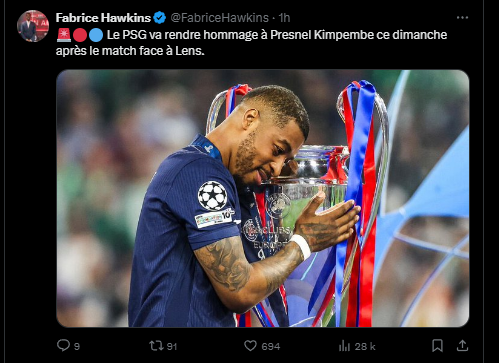 The time for PSG's tribute to Kimpembe has been set!  
