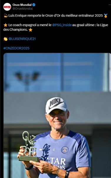 Luis Enrique wins a great trophy for 2025!  
