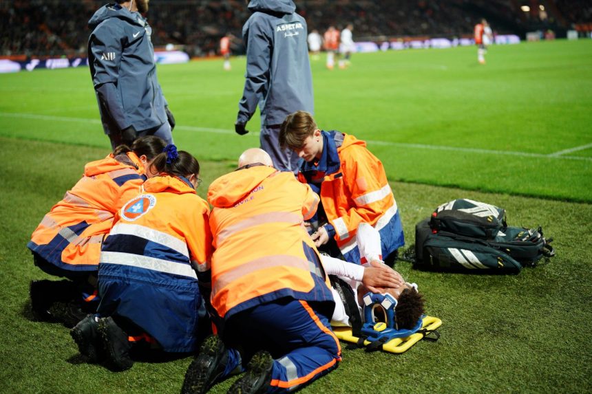 Initial indications of Doué's injury   Initial indications of Doué's injury