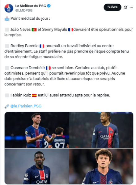 Good news for PSG: the infirmary is emptying  