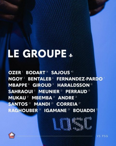 Lille vs PSG – The LOSC squad : 3 forfeits  