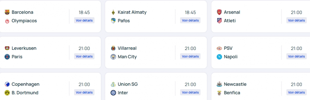 Champions League - Schedule for Matchday 3 of the League Stage  