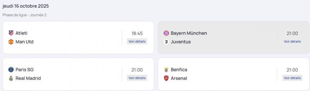 The match schedule for the second day of the Women's Champions League  