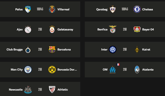 Champions League - Schedule for Matchday 4 of the League Stage Champions League - Schedule for Matchday 4 of the League Stage