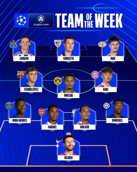Champions League - Team of the Week, featuring 1 PSG player  