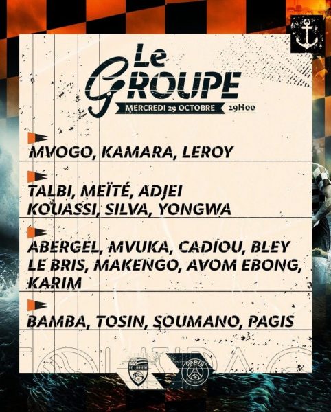 Lorient vs PSG - The Merlus squad: 4 players out  