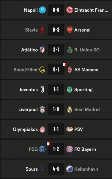 Champions League - Matchday 4 results and standings Champions League - Matchday 4 results and standings
