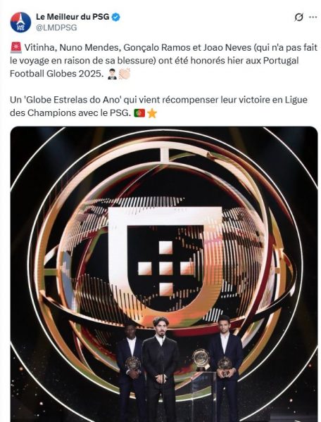 PSG – Nuno Mendes, Vitinha, Neves and Ramos rewarded  
