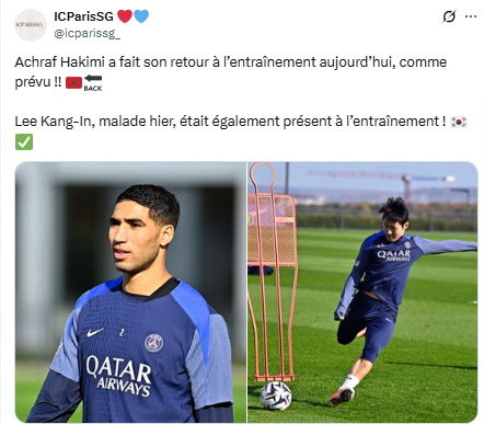 Two PSG players have returned to training!   Two PSG players have returned to training!