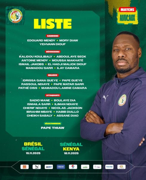 Senegal's squad list for November international break, with one PSG player  