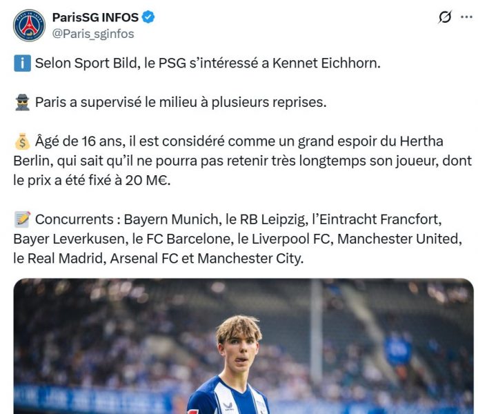Transfer – PSG makes a move for a 16-year-old German prodigy Transfer – PSG makes a move for a 16-year-old German prodigy