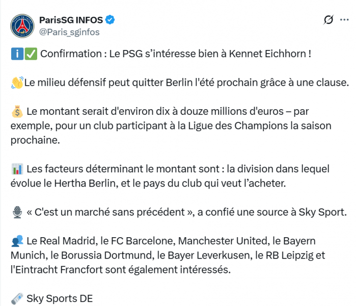 Transfer – Affordable Release Clause: Paris makes a move for Eichhorn Transfer – Affordable Release Clause: Paris makes a move for Eichhorn