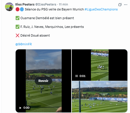 PSG vs Bayern Munich – Only one player absent from Paris training this Monday  