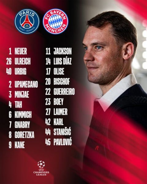 PSG vs Bayern Munich - The German squad:   PSG vs Bayern Munich - The German squad: