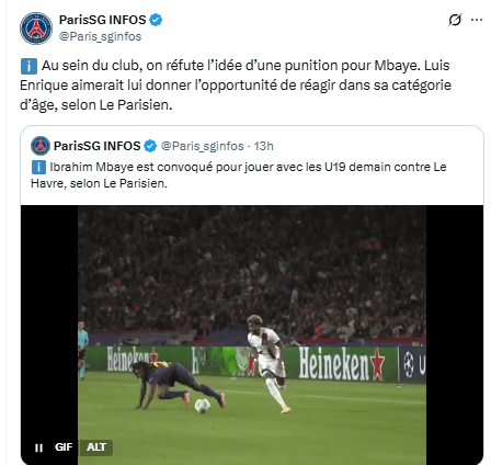 PSG – A bold choice by Luis Enrique for Mbaye!  
