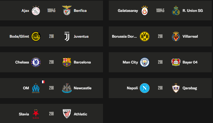 Champions League - Matchday 5 schedule for the group stage  