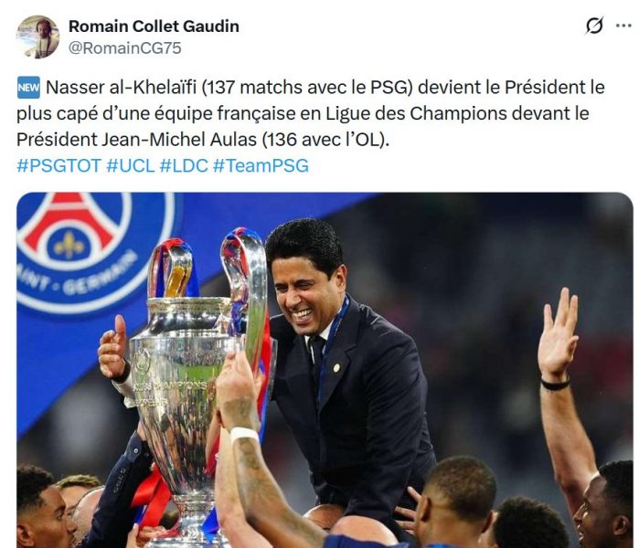 Al-Khelaïfi overtakes Aulas for a Champions League record!  