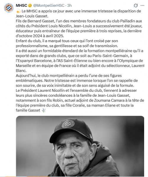 Jean-Louis Gasset, a great figure in French football, has passed away Jean-Louis Gasset, a great figure in French football, has passed away
