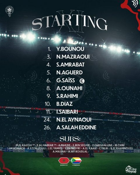 Morocco vs Comoros - Official lineups: Hakimi on the bench Morocco vs Comoros - Official lineups: Hakimi on the bench